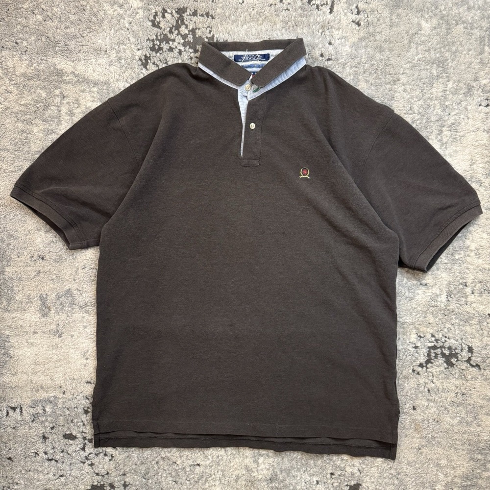 Vintage Y2K Tommy Hilfiger Brown Short Sleeve Polo Men's XL Preppy